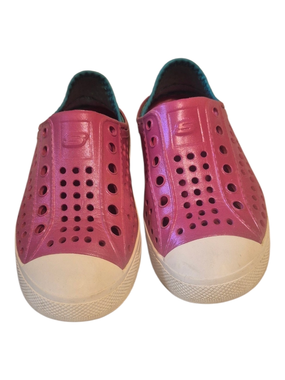 Skechers Hot Pink Perforated Slip-On Sneakers with White Soles